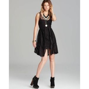 Free People Asymmetrical Sleeveless Black Lace Dress sz. 2